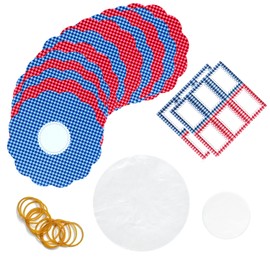 Jam Pot Covers (1lb) with Elastic Rubber Bands & Labels | Complete Sealing Pack for Preserving Jams | Jar Covers for Jams, Chutneys & Jellies