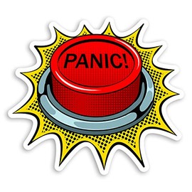 2 x 10cm Red Panic Button Vinyl Stickers - Funny Joke Art Laptop Sticker #30954 (10cm Wide)