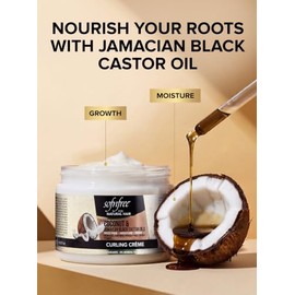 SOF N' FREE Crema Para Rizar El Cabello Natural Con Coco Y Aceite De Ricino Negro De Jamaica. Voluminizador E Hidratante Para Cabello Rizado.