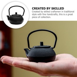 PRETYZOOM Cast Iron Teapot Mini Teapot Decor Chinese Teapot Mini Stovetop Teapot Tea Pet Light House Decorations for Home Japanese Teapot Household Teapot with Infuser The Office Decor Black