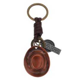 SOIMISS Cowboy Hat Keychain Brown Iron Tag Key Ring Leather Retro Keychain Cowboy Pendant Keychain Charm for Car Key Accessories Handbag Accessories, bronze