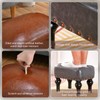 DSGAMER Leather Ottoman Footrest,Rustic Foot Stools Seat,Wood Footstool Rectangle Footrest