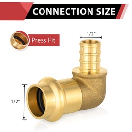 (Pack of 10) EFIELD 1/2" PEX B Crimp x 1/2" Copper Press 90° Elbow Brass Fittings