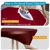 Rinpon Double Fitted Design PU Round Fitted Tablecloth, Anti-Tear Wipeable