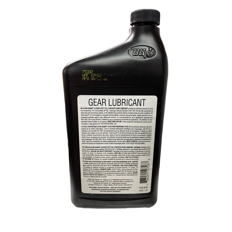 BG Ultra-Guard LS Heavy Duty Gear Lubricant PN 75332 with