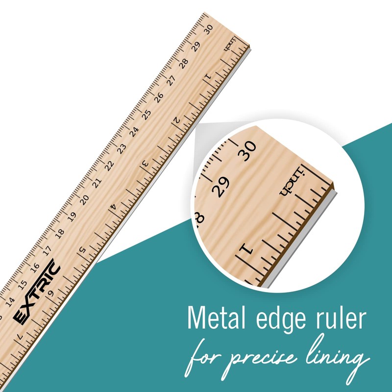 Rulers 4 Pack - Rulers 12 Inch, Wood Ruler with