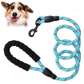Slip Rope Dog Lead for Medium Dogs, Reflective Slip Leads with Soft Padded Handle, Slip-On Nylon Leash for Training/Walking, Blue
