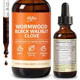 KITIVE Black Walnut Wormwood Herbal Drops: Wormwood Black Walnut Clove for Humans with Garlic, Pumpkin Seed and Botanical Extracts - 2 FL OZ