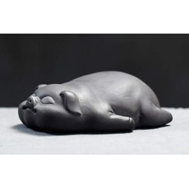 DMtse Cute Sleeping Pig Zisha Ceramic Figurines for Home Decor Living Room Bedroom Office Decoration Bookshelf TV Stand Decoration Tea Ceremony Sculptures Collection
