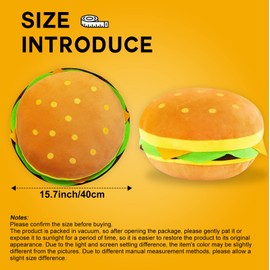 CHELEI2019 15.7" Hamburger Plush Cheeseburger Pillow Stuffed Food Cushion Toy,Gifts for Kids
