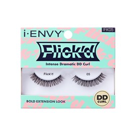 i-ENVY False Lashes Flick'd D-Curl Strip Lashes Volume Bouncy Natural Clear Band Cat Eye Dramatic Trendy Extensions Reusable Eye Lashes (05)