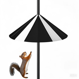 Squirrel Baffle for Bird Feeder Pole，Squirrel Proof Birds feeders for Outdoor Hanging Bird,Pole Mount Guards for Shepherd Hooks .1Pack (2, Black and White)