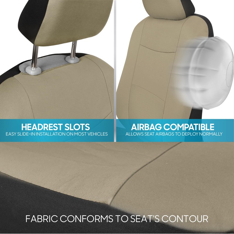 BDK OS-309-AB Tan Trim Black Car Seat Covers Full 9
