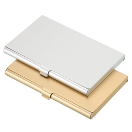 PATIKIL Business Card Holder, 2 Pack Aluminum Metal Card Case Professional Slim Pocket Card Holder for Name Card Credit Card, Gold, Silver
