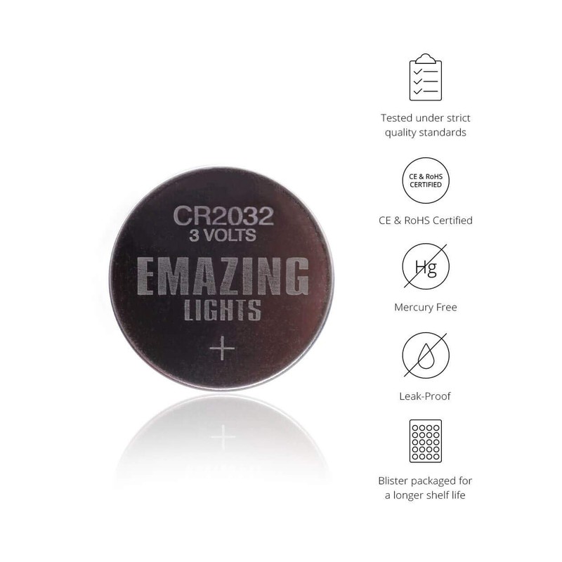 EmazingLights CR2032 Batteries 3 Volt Lithium Coin Cell 3V Button