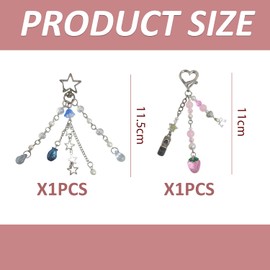 2 pieces of women's key chains, cute keychain, Y2K keychain, fashionable keychain, bag hanging decoration., White, Unit size, Modern