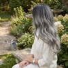Peluca Ondulada Negra y Gris, Peluca Rizada Larga y Ondulada,