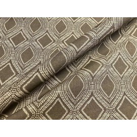 Art Deco Rhombus Damask Diamond Print Fabric Floral Cotton Material for Curtains Upholstery Home Decor - 140cm Wide Canvas - Taupe Grey (1 Metre)