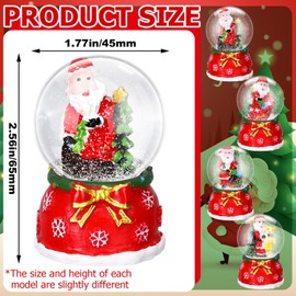 Suclain 4 Pcs 1.8 Inch Christmas Snow Globe Santa Claus Water Snow Globe Winter Snow Globe Lightweight Christmas Decorations Gift Red Green Christmas Tree Crystal Balls for Home Desk Decor