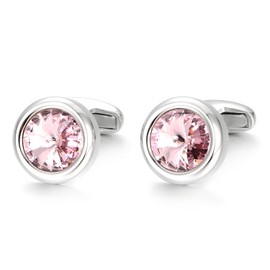 Merit Ocean Manschettenknöpfe für Herren, Eleganten Stil Manschette Link Super glänzend Rosa Kristall Circular Cufflinks Hochzeit mit Geschenkbox für Männer, Trauzeugen