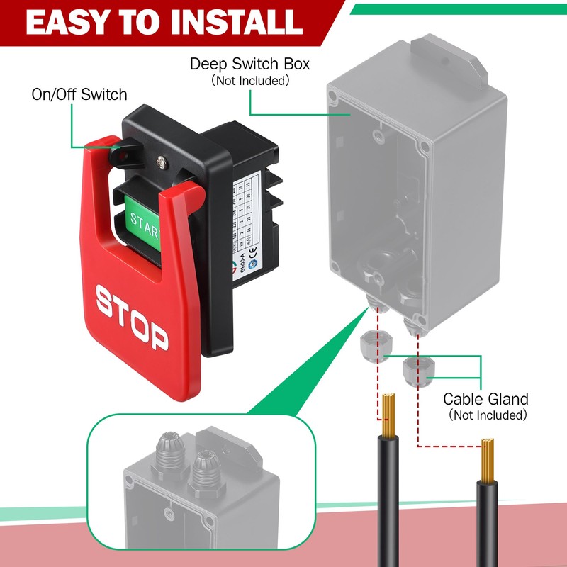 Dreyoo 2 Set Single Phase On/Off Switch, Efficient Switch On