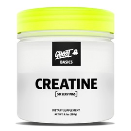 Ghost Monohidrato de Creatina en Polvo Basics para Hombres y Mujeres – Suplemento de para Entrenamiento de 5 G Creapure para Ganar Masa Muscular – Vegano, Sin Soja ni Gluten – 50 Raciones