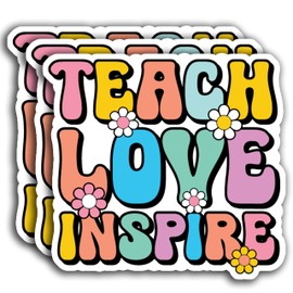 (3PCS) Teach Love Inspire Sticker Inspirational Quote Stickers, Teachers Day Appreciation Gifts, Waterproof Vinyl Sticker Decals for Books Laptops Phone Water Bottles Tumbler Cup Kindle 3x3 Inch
