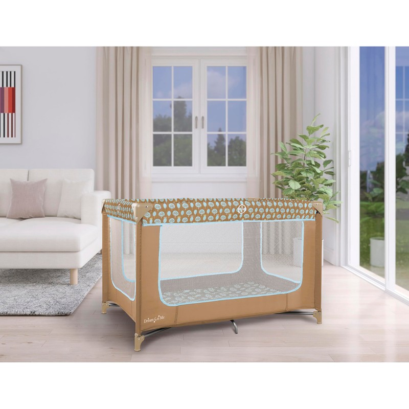 Dream On Me Zodiak Portable Playard in Coffee and Blue,