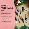 SINHOT Coffin Press on Nails - Long Fake Nails, Matte