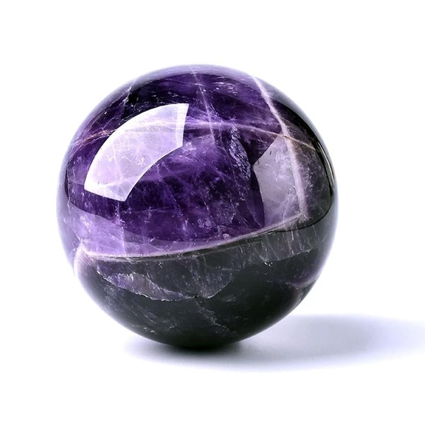 Natural Crystal Ball Orange Moonstone Polished Divination Ball Decorative Sphere with Wood Stand Healing Crystals Ball Healing Stone (4-5cm, amethyst)