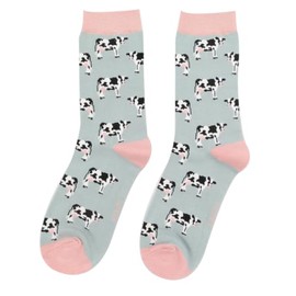 MISS SPARROW Cow Socks Super Soft Breathable Bamboo Blend Womens (UK, Numeric, 4, 7, Regular, Regular, Duck Egg)