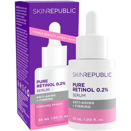 Skin Republic Retinol 0.2% Serum. Noticeable Results After One Week. 30ml Bottle. Made in Europe.