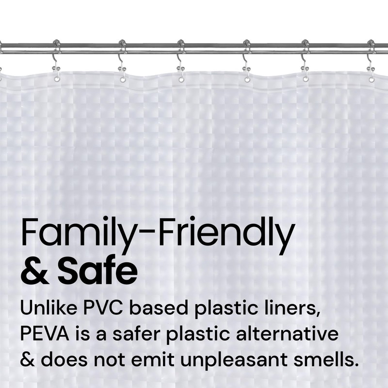 LiBa Waterproof PEVA 8G Shower Curtain, Plastic for Shower Stall,