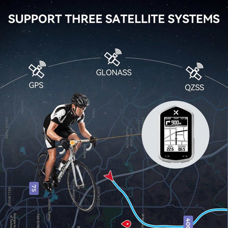 XOSS NAV Plus GPS Bike Computer with Bluetooth, 2.4"" Ant+