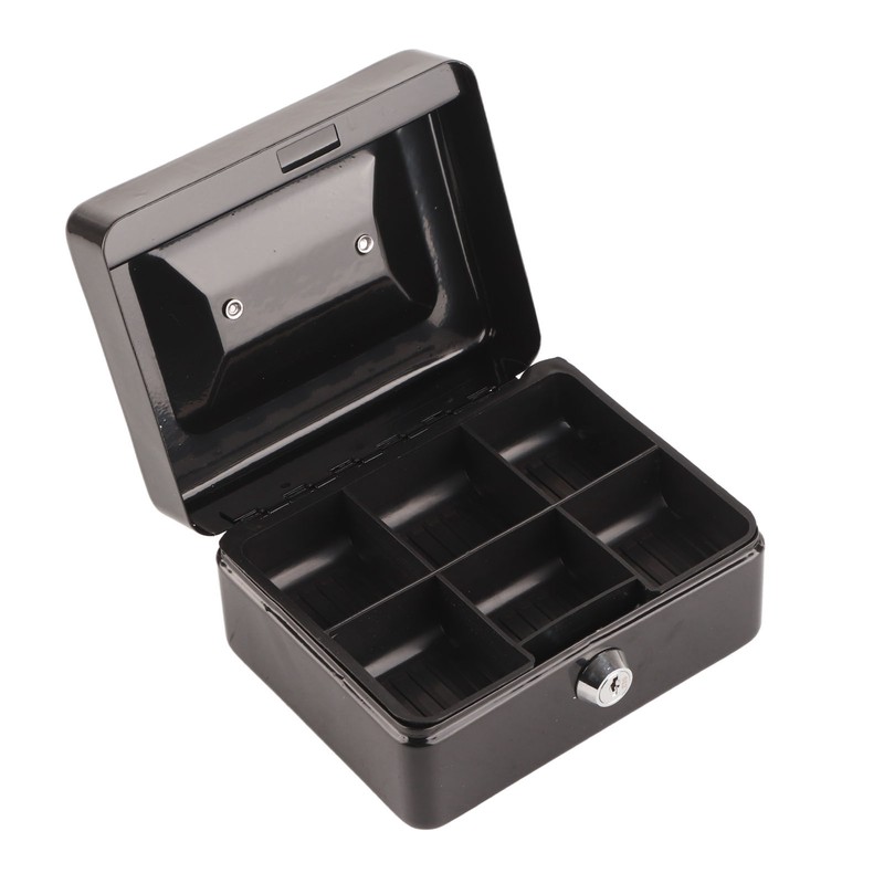 Metal Cash Box 6 Compartments High Safety Money Box with