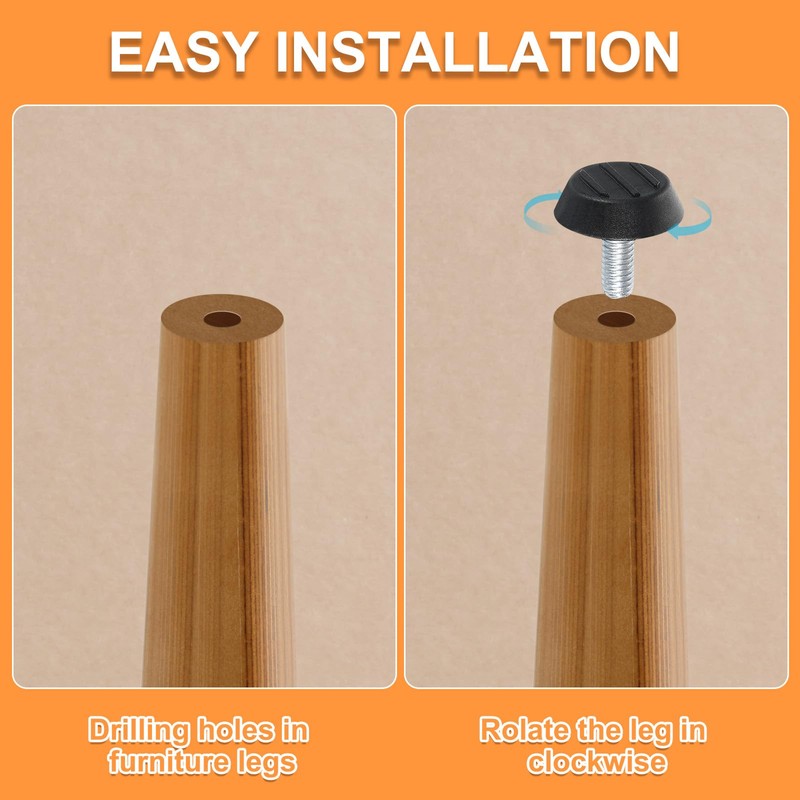 sourcing map 8Pcs M6 Furniture Feet Levelers, Zinc-Plated Carbon Steel