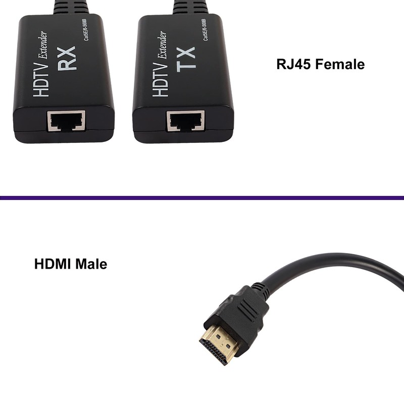 XMSJSIY HDMI Extender,HDMI Male to RJ45 Network LAN Extender 60m
