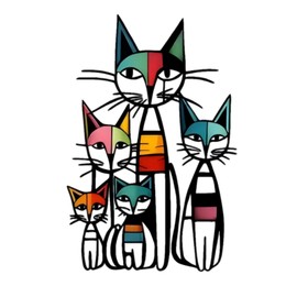 JBCHUCI Metal Cat Wall Art Retro Mid Century - Iron Sculpture Decor for Home Living Room, Bedroom, Kitchen, Office, Unique Cat Lover Gift (15.7x10.6 Inch)