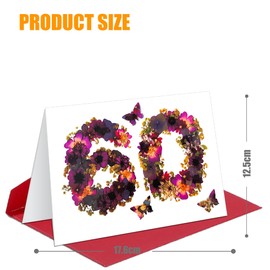 60th Butterfly Birthday Card for Women,Mum,Sister, 60th Birthday gifts For Her, Flower Card 12 × 17 Cm, Blank Inside & Envelope Included