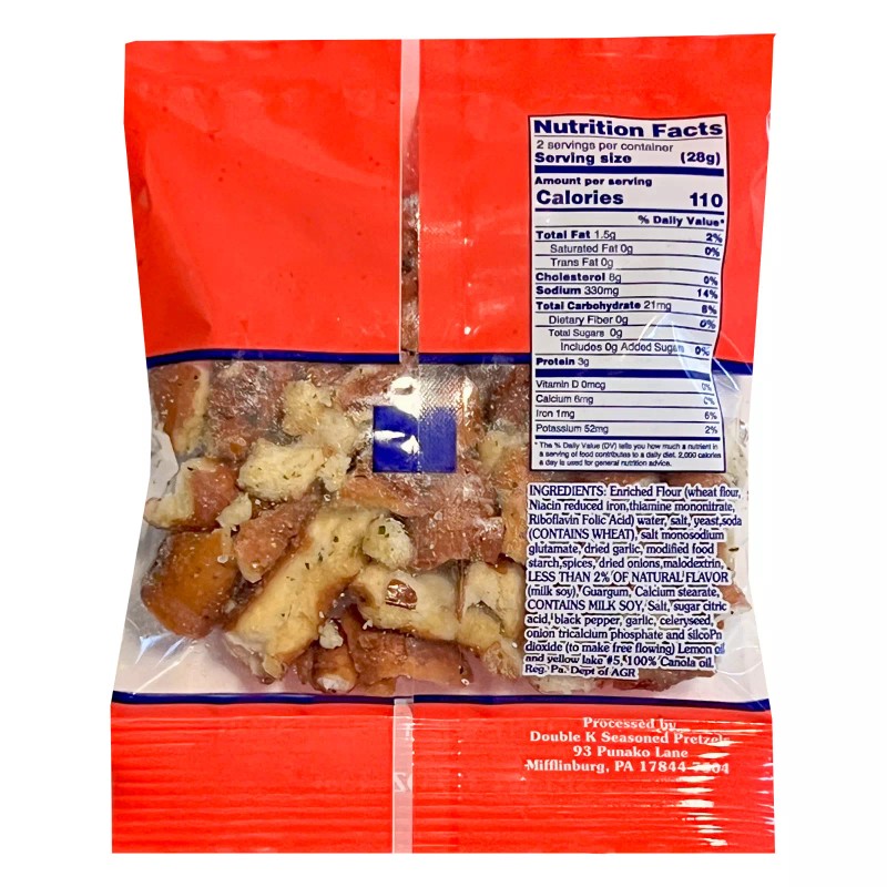 Double KK Seasoned Pretzels - 24 Bags - Original Regular