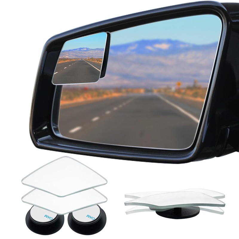 Ampper Rhombus Shaped Blind Spot Mirror, HD Glass Frameless Convex
