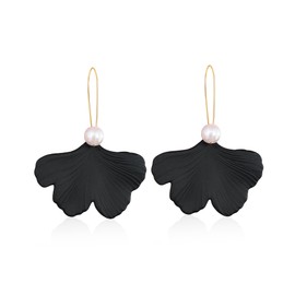 Chanaiqw Rose Petal Pearl Dangle Resin Earrings Drop Flower Earrings Statement Exaggerated Floral Tassel Earrings for Women and Girls Boho, Acrylic, Pearl