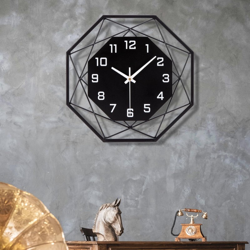 VIVILINEN 12inch Wall Clock 3D Metal Modern Wall Clock Slient