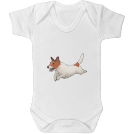 Azeeda 0-3 Month 'Running Jack Russell Dog' Baby Grow/Bodysuit (GR00116092)