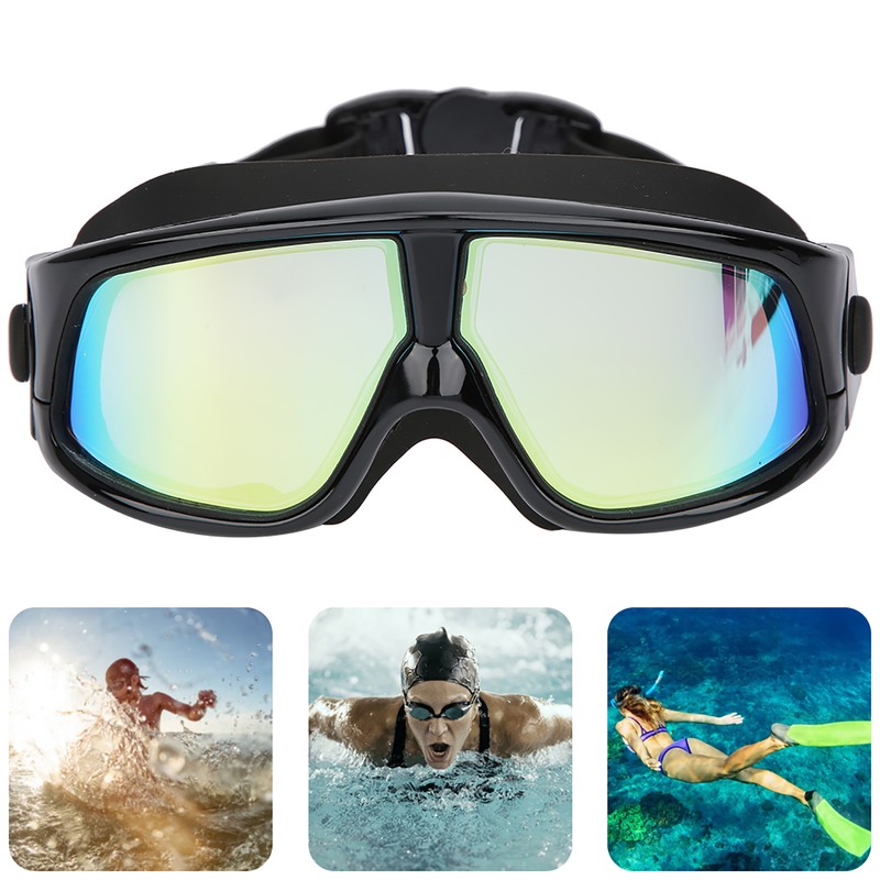 Electroplated Large Frame Swim Goggles Anti Fog Silicone Swimming High