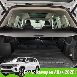 Liizoo Cargo Cover for VW Volkswagen Atlas Cross 2018 2019 2020 2022 2021 2023 2024 2025 Accessories Rear Trunk Cover Rear Trunk Security Cover Shielding Shade, Black