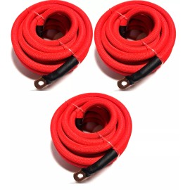 225FWY BIG 3 Upgraded RED 4 AWG Gauge Copper Hand Braided Sleeve Cable Alternator Wire