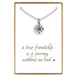 Small Sterling Silver Compass Necklace, True Friendship Necklace, Best Friend Gift, Graduation Gift Necklace, 18 inches