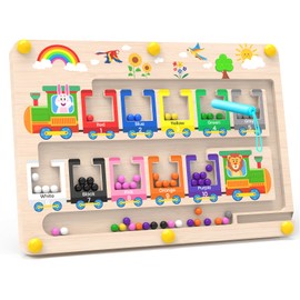 Dusor Montessori Toy from 2 3 4 5 6 Years Girls Boys Magnetic Game Labyrinth Game Children's Toy from 2 3 Years, Wooden Toy Numbers & Colours Educational Games Motor Skills Toy, Gift for Girls