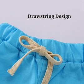 FedMois Boys' Summer Shorts Cotton, Pack of 4, Blue, Grey, Black and White, 6 Years